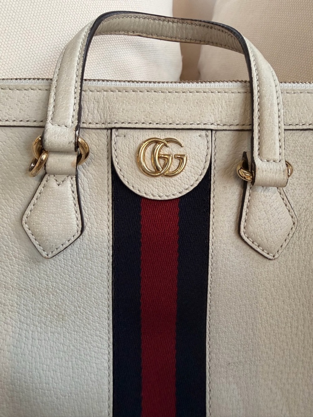 Gucci Ophidia Small Top-Handle Leather Tote with Blue & Red Sherryline - Picture 2 of 11